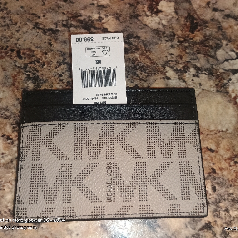 Michael Kors Black and Grey Wallet  Card Holder Nwt